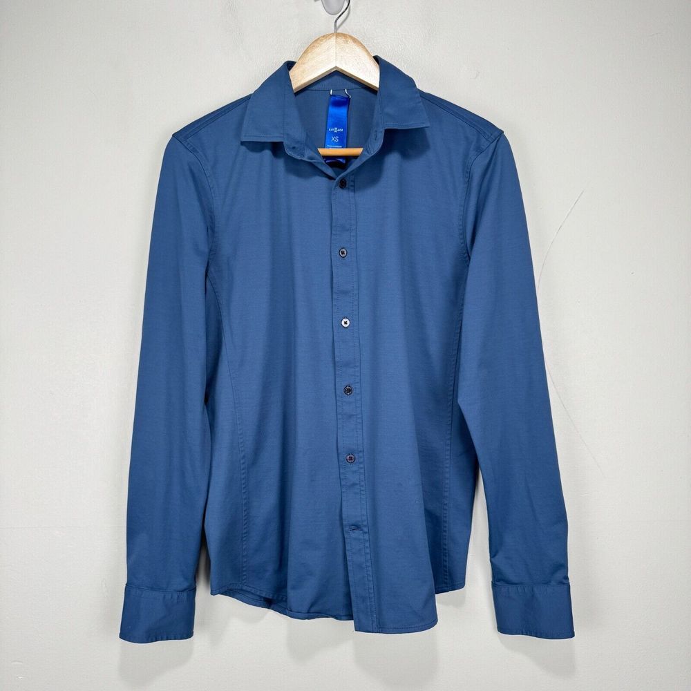 Kit and Ace Performance Button Shirt Men XS Extra Small‎ Navy Blue Wicking